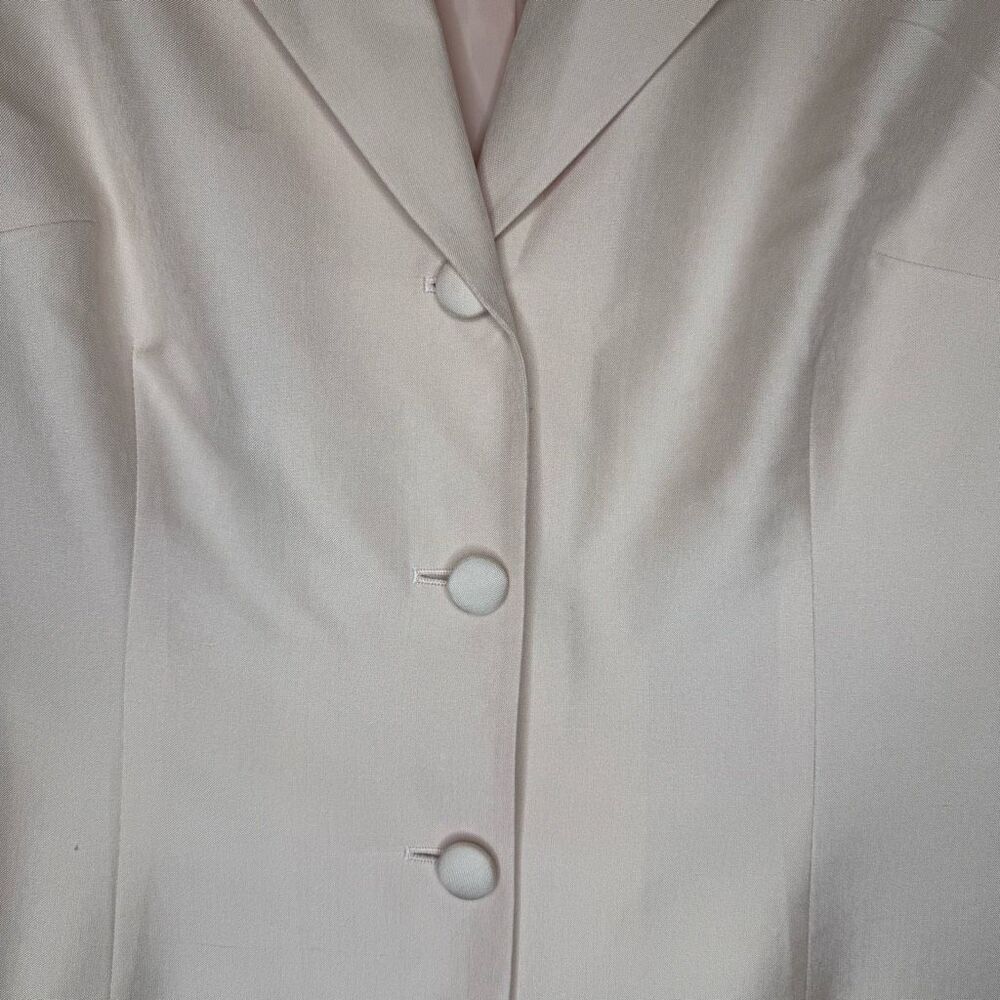 Vintage Talbots Classic Shell Pink Silk Three Button Blazer Size 14 - Picture 4 of 12